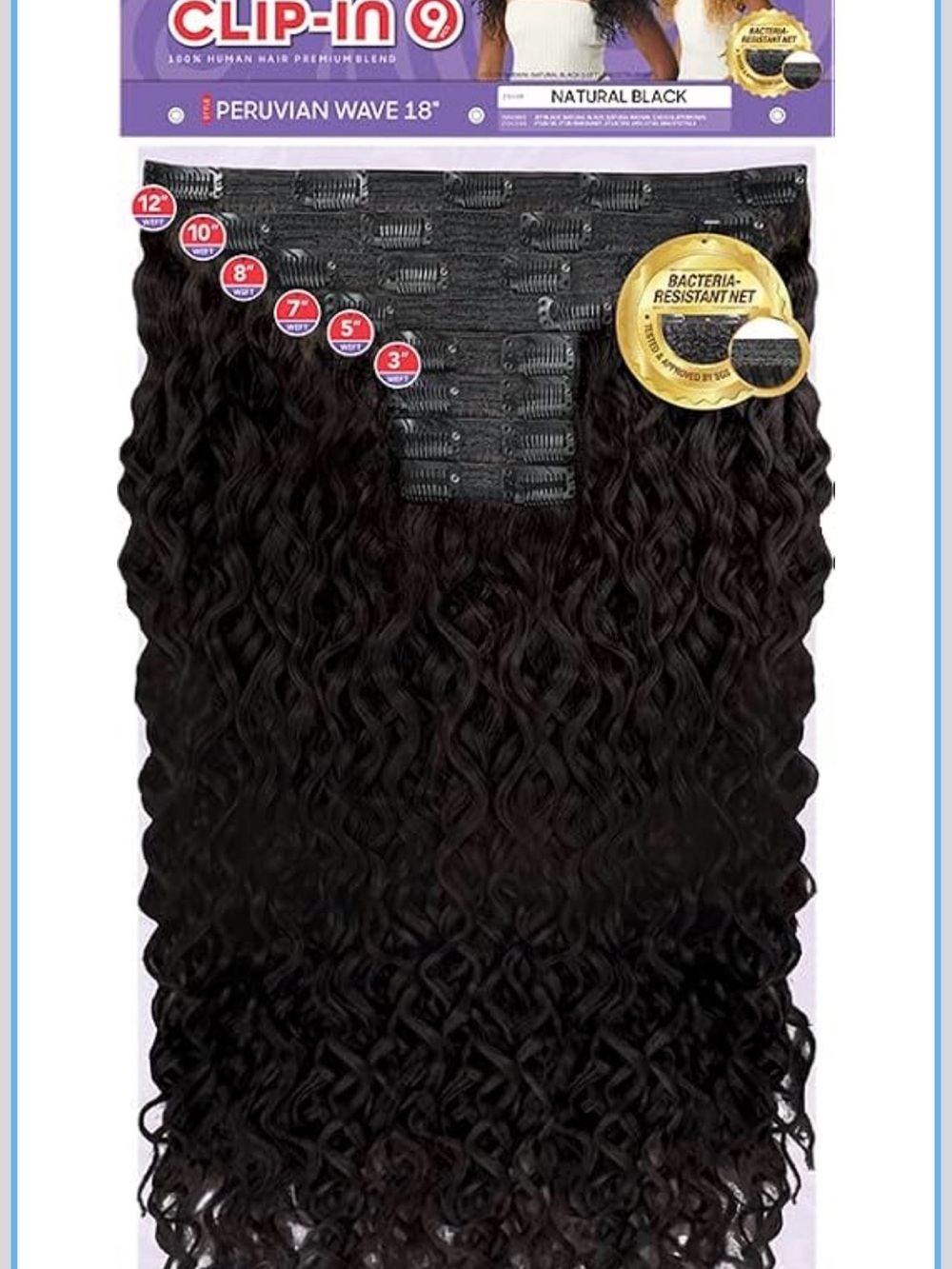 Peruvian Wave 18" Human Hair Extensions - Natural Black